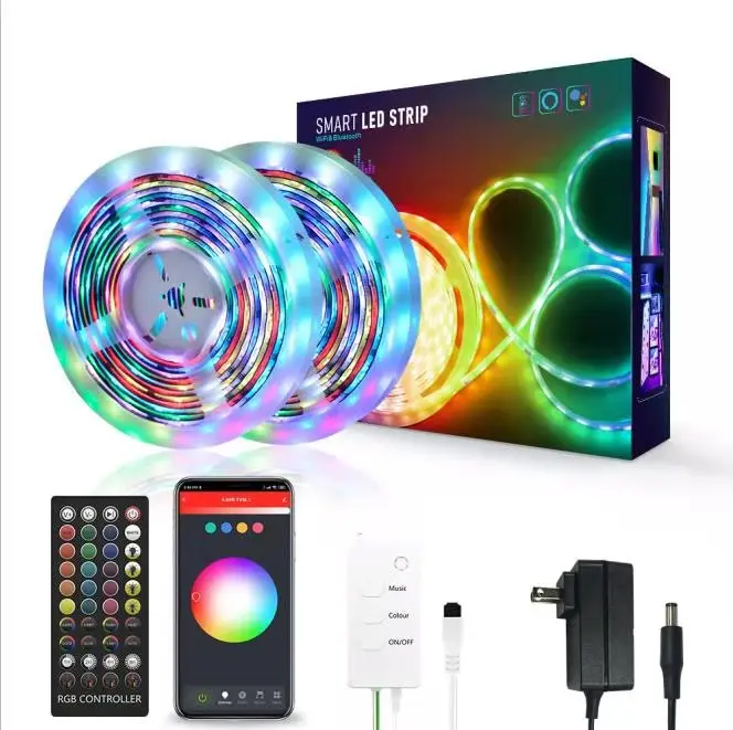 Wholesale Wifi Flex 12V 5M Outdoor  RGB Waterproof  Led Smart light Strip IP65 with remote and Tuya  app  control