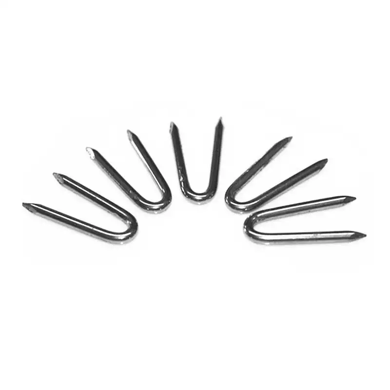 19Mm 25Mm Barbed Wire Nail Galvanized Barbed Shank U Shape Fence Staple For Wooden Fence Posts