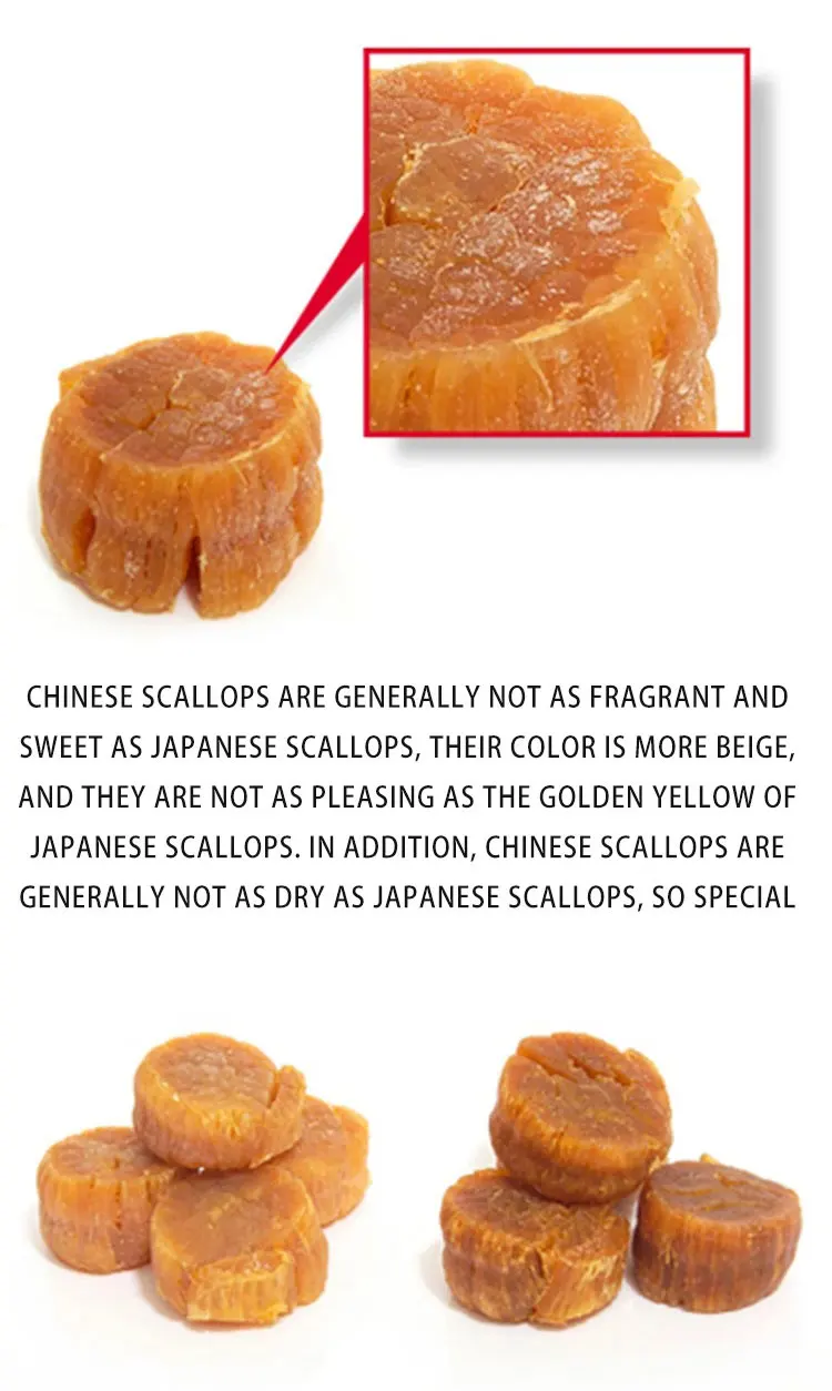 Wholesale High Quality Bulk Natural Air Dried Scallops without Shell Large Hotate Seafood for Refrigeration Storage