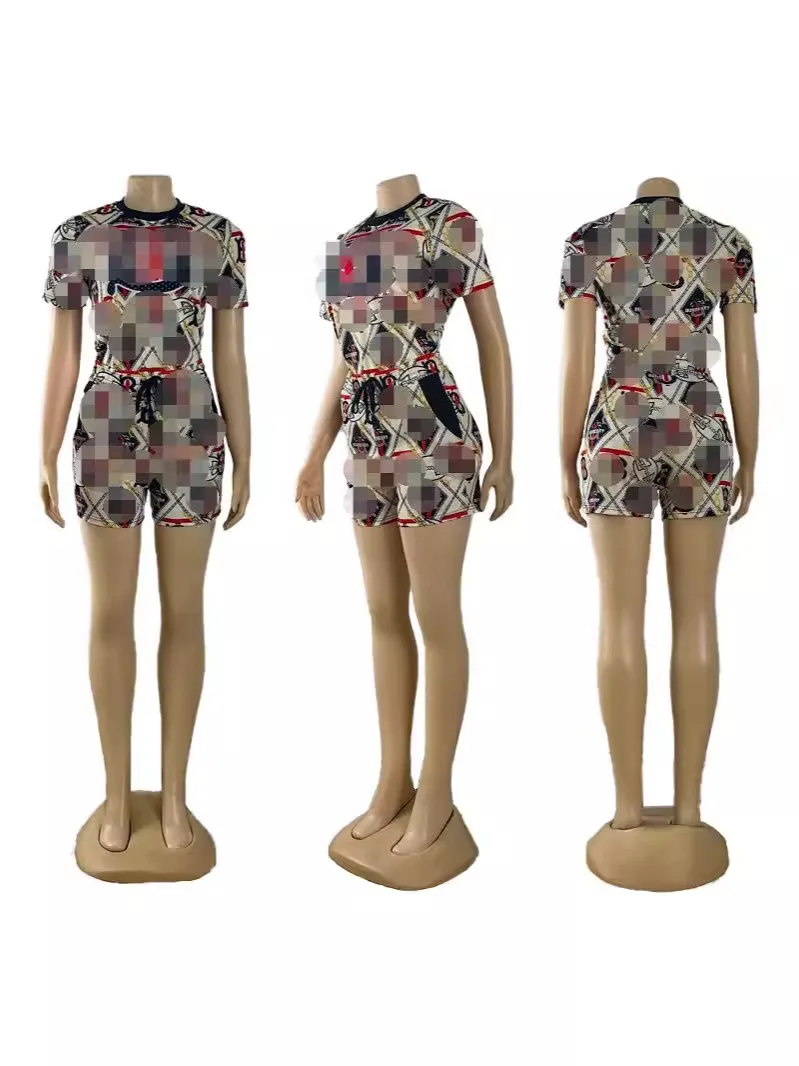 J2966 Best Jogger Shirts Workout Clothing Fashion Accessories Women Short Set Club Wear Outfits Two Pieces at Party