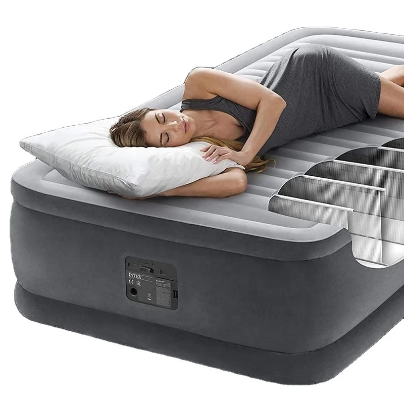 Intex 64412 Twin Dura-Beam Series Elevated Airbed With Built Pump Single Bed Inflatable Air Mattress