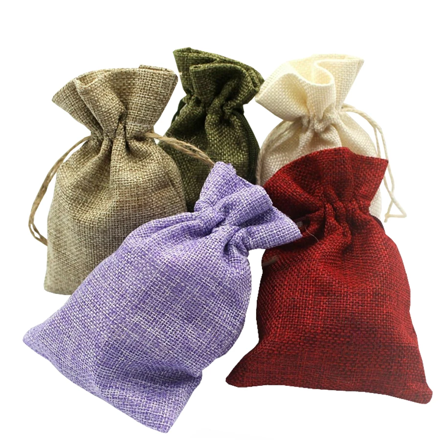 Eco-friendly natural burlap drawstring bag for gifts Jewelry Boxes package Jewelry Packaging & Display Other Textile Packaging
