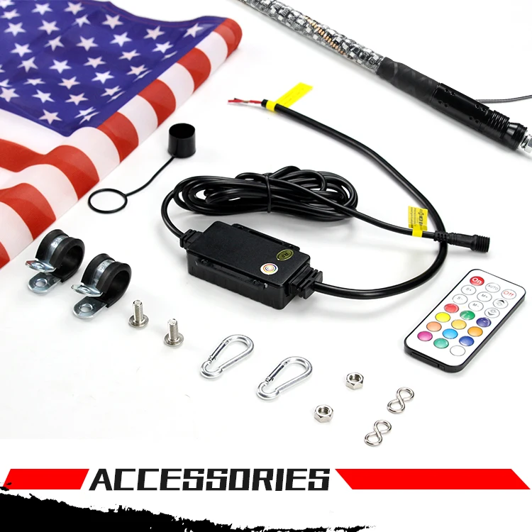 5FT Single Whip Light Chasing RGB dancing color by Remote Control for Polaris Can Am Golf Free Shipping from USA