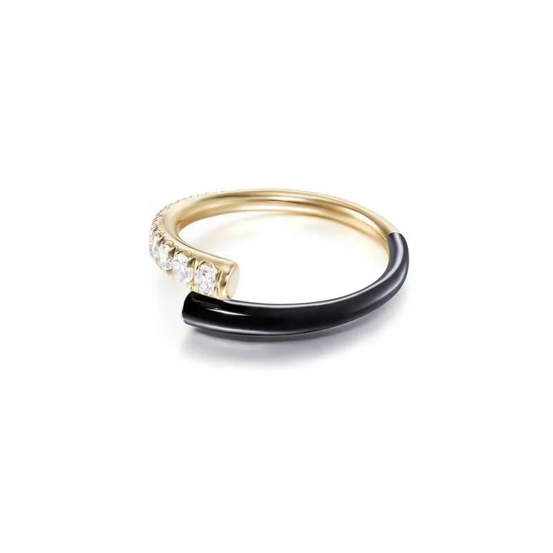  Hot-selling new style popular women shiny zircon gold opening adjustable rings simple multi-color drop oil index finger