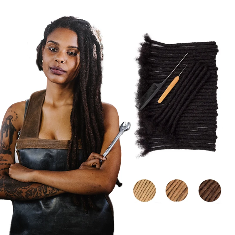 100% human hair locs  Dreadlock Extensions Full Head Handmade 6-18 inches length Wholesale soft Dreadlocks Extensions