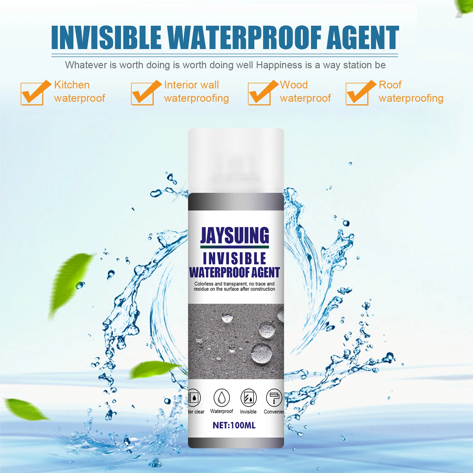 Anti-Leaking Sealant Spray Liquid Strong Adhesion invisible Waterproofing agent paint for home use