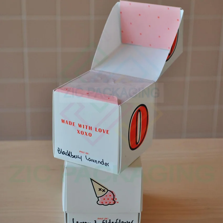 Customized Printing Food Grade Cardboard Square Ice Cream Box Waterproof Ice Cream Box Paper Packaging