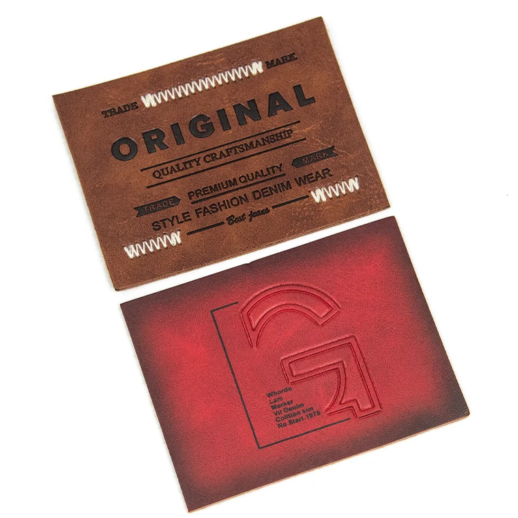 Wholesale Price Custom Garment Embossed Jeans PU Leather Label and Tags for Clothing