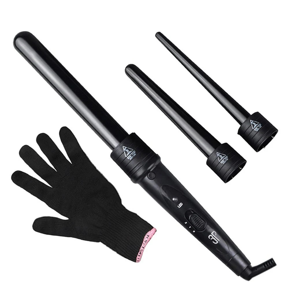 3 in Curling Iron Wand Set Interchangeable components hair curler