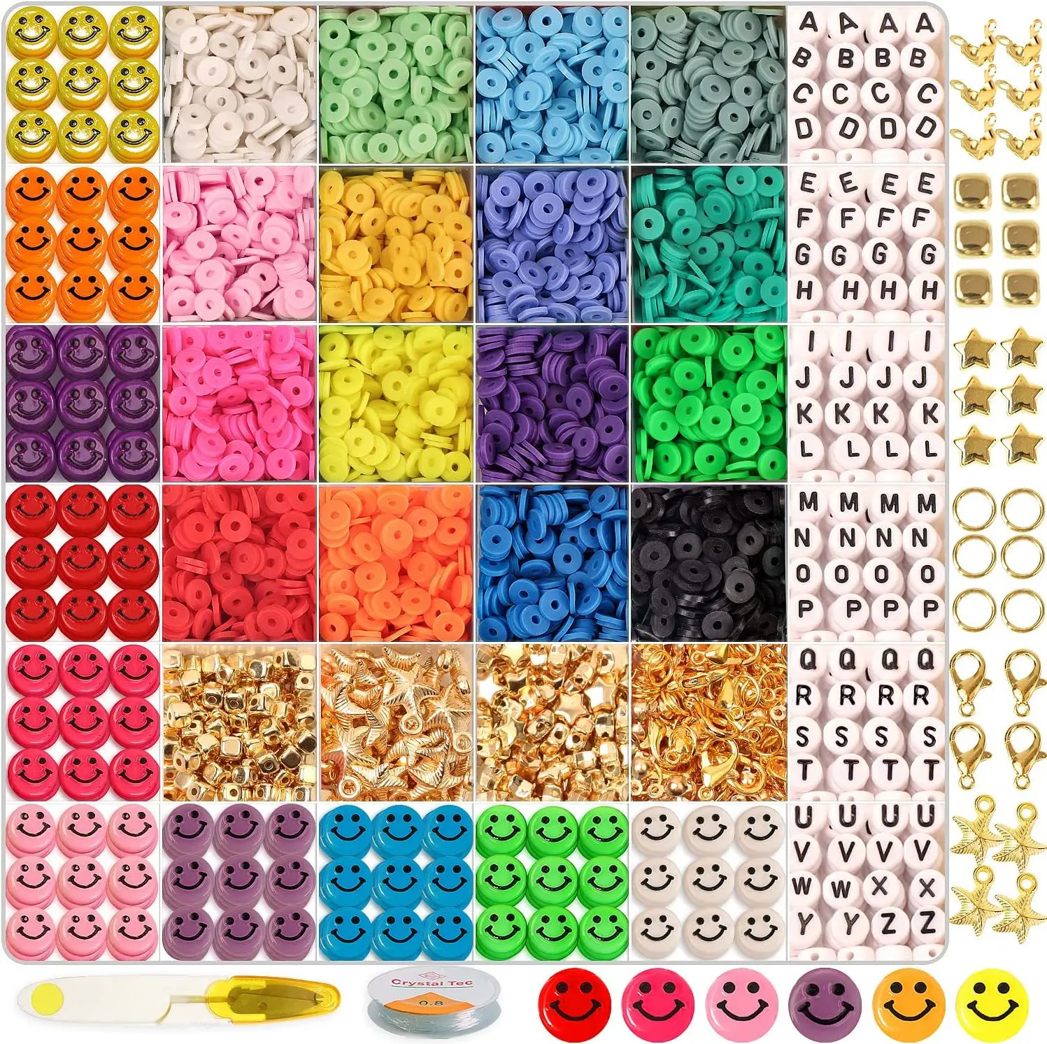 5800 PCS Flake Flat Polymer Clay Bead Bracelet DIY Bead Set for Making Bracelets