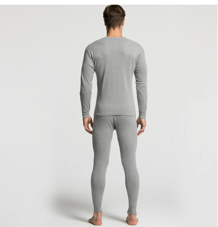 Wholesale winter Mens cotton thermal long johns underwear set with Top And Bottom