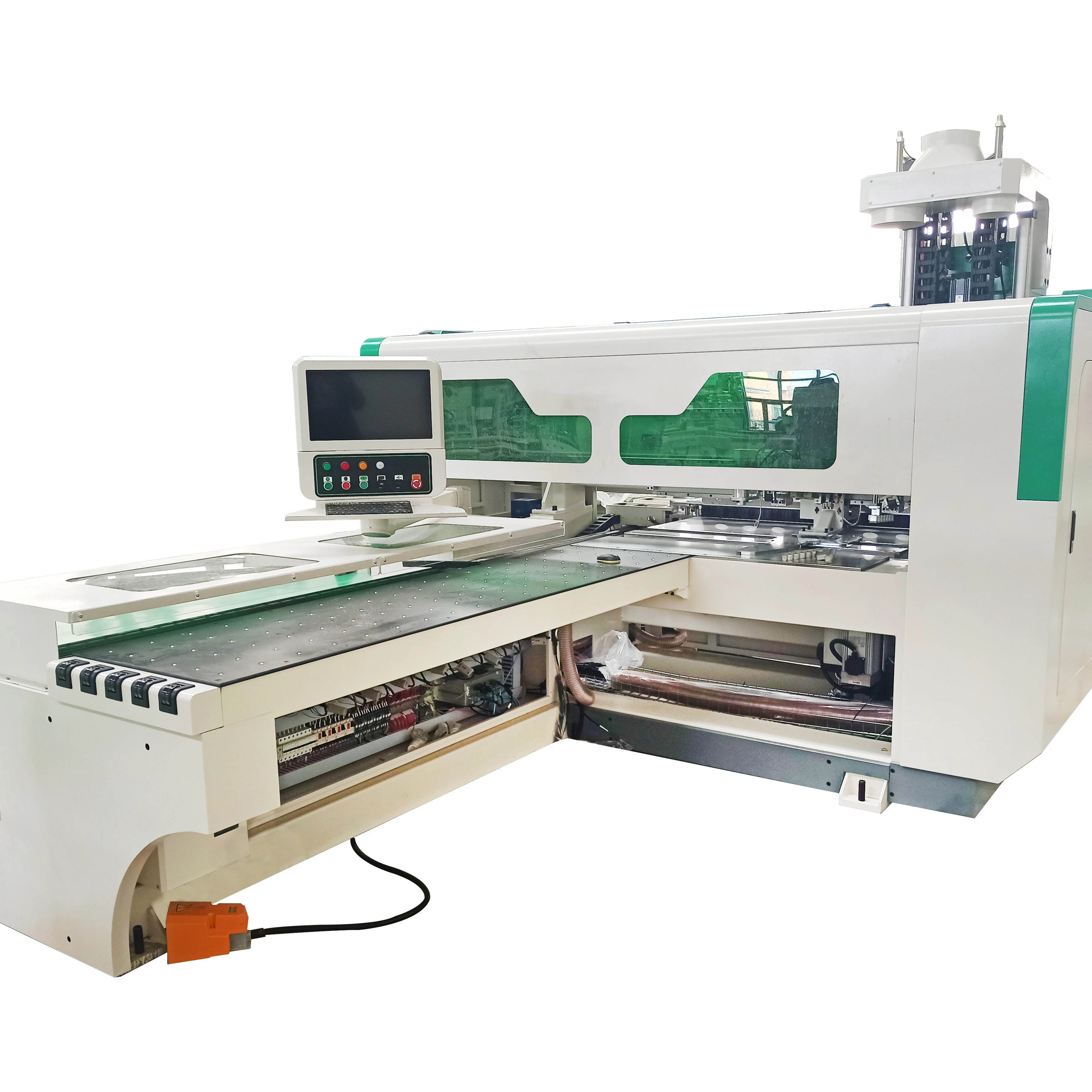 automatic CNC 6 six sides boring drilling machine with double sided grooving and routing for woodworking furniture