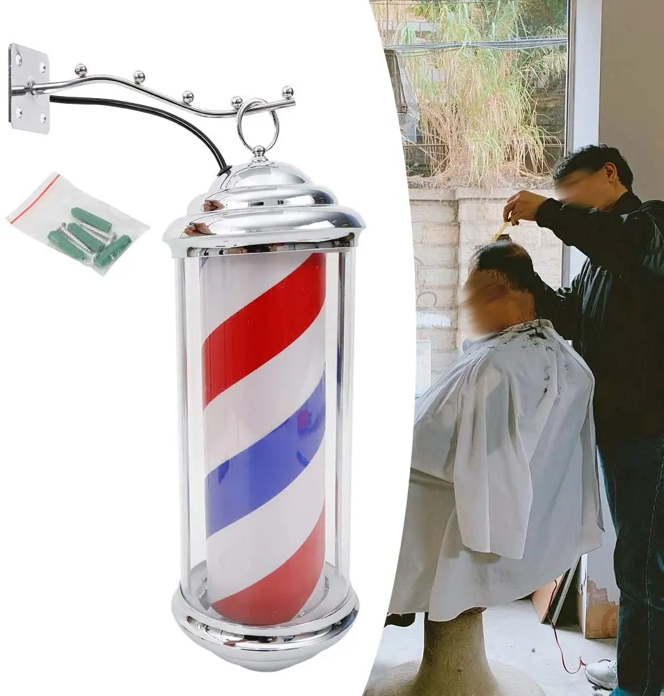 Barber Pole Light Outdoor Led Hair Hairdressing Salon Barber Shop Sign Black&white Strips Waterproof Barber Pole