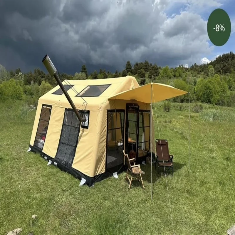 Rongtou Customized Luxury Polyester Air Family Tent Portable Large Glamping Air Tent Desert Inflatable Camping Outdoor  tent