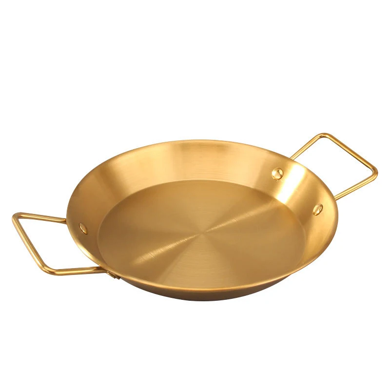 Flat Bottom Valencian Paella Pan Camping Pot Stainless Steel Skillet for Paella and Rice Recipes