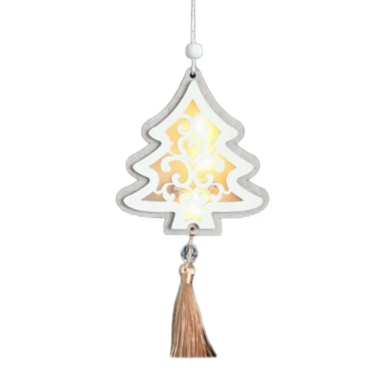 1pc Original Wood Color Christmas tree Decorative Pendant Glitter Tree Wooden Iconic Ornament