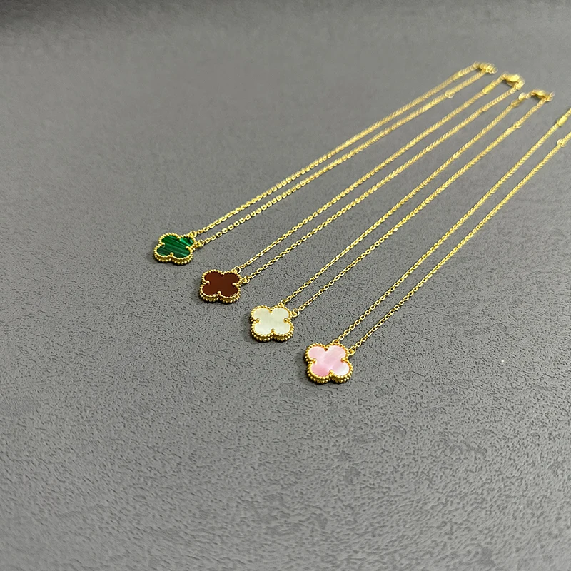 High quality gold plated 18k S925 classic Four clover necklace lucky natural agate necklace women luxury jewelry wholesale