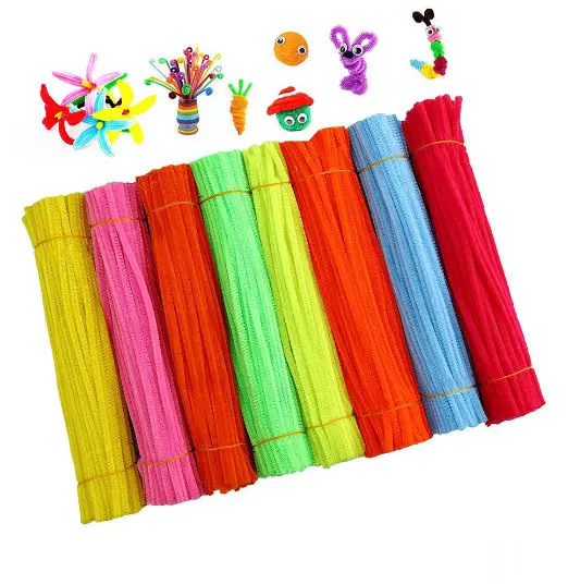 Pipe Cleaners 100 Piece 6mm Multicolour Chenille Stems Pipe Bump And 30 Piece 6mm Sticky Eye Decorations Craft Kit Set Toy