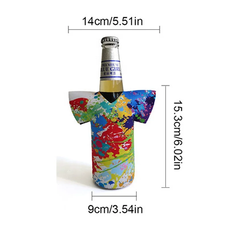 Top custom t-shirt shape jersey neoprene beverage stubby can cooler jacket sport drink bottle holder