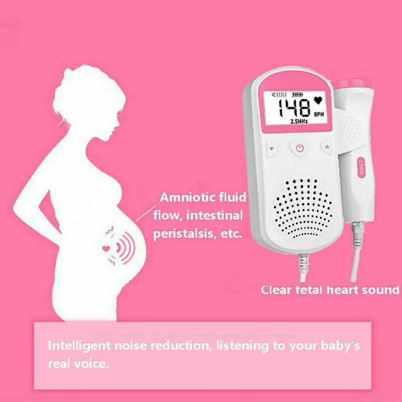 
Fetal Doppler meter Baby Heartbeat Monitor FHR LCD Probe Pregnancy Women Fetus 