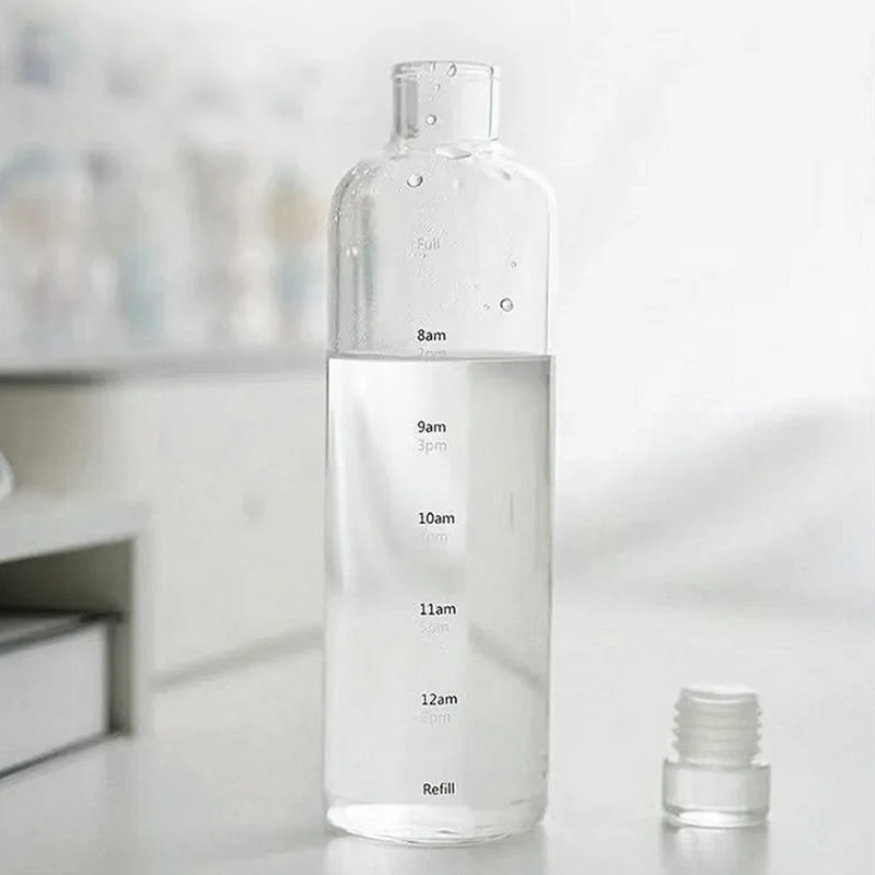 Heat Resistance Sublimation Bpa Free Transparency Sport Water Bottle With Time Marker