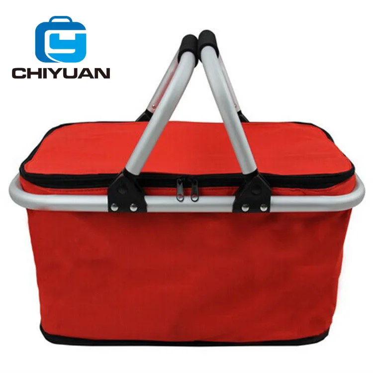
Wholesale fashionable supermarket foldable insulated collapsable aluminum cooler storage shopping picnic basket 