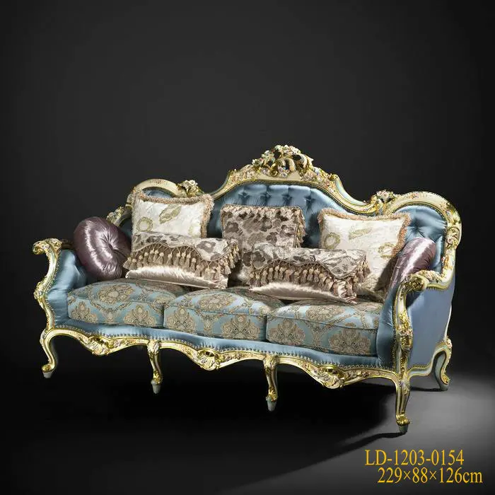 Yips LD-1203-0154 French Series Handpainted Rose Pattern Classical Luxury 3 Seater Sofa With Fabric