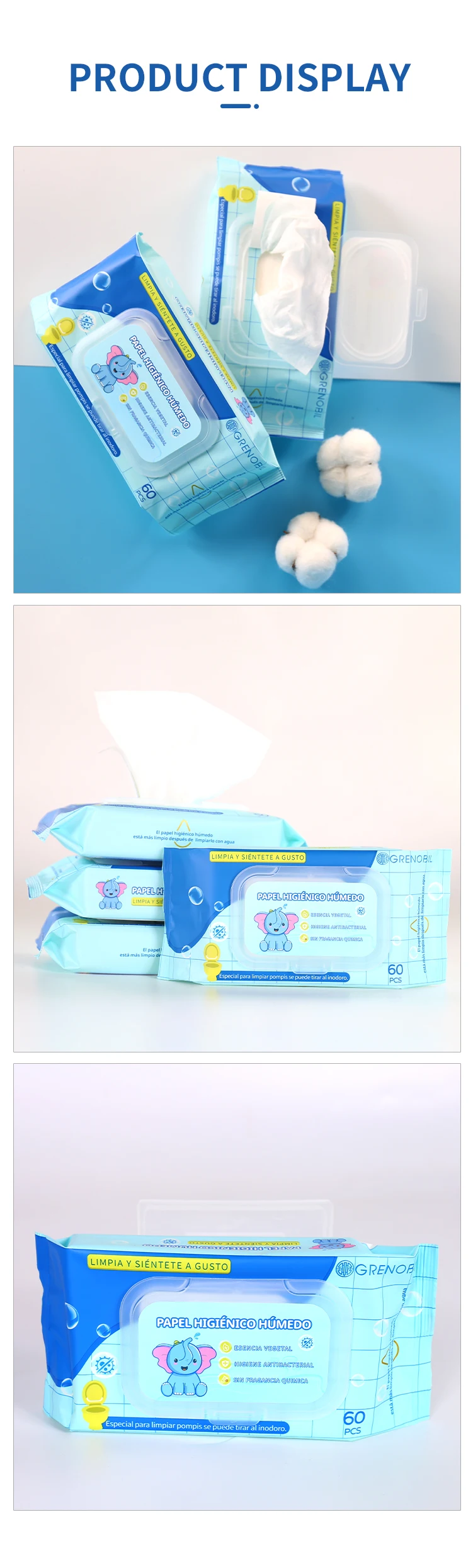 Super Cost-Effective Household Flushable Wet Wipes Durable Thickened Degradable Pure Water Toilet Paper for Cleaning