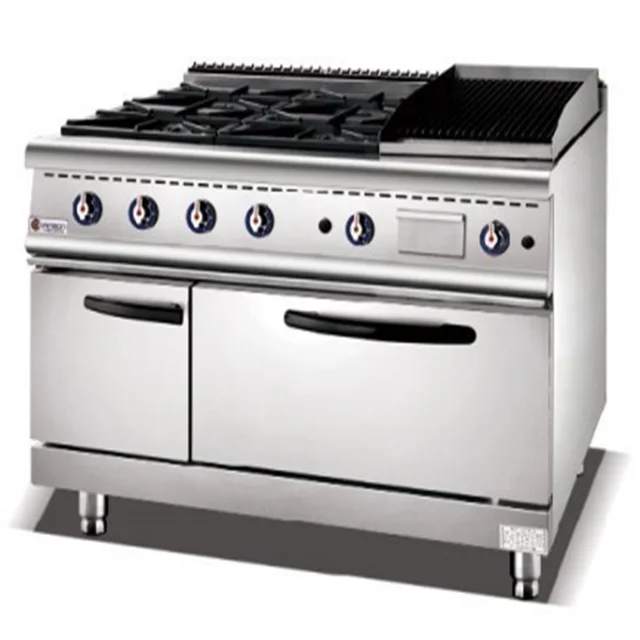 900 газовая плита с 4 горелками и лавовый гриль шкаф для