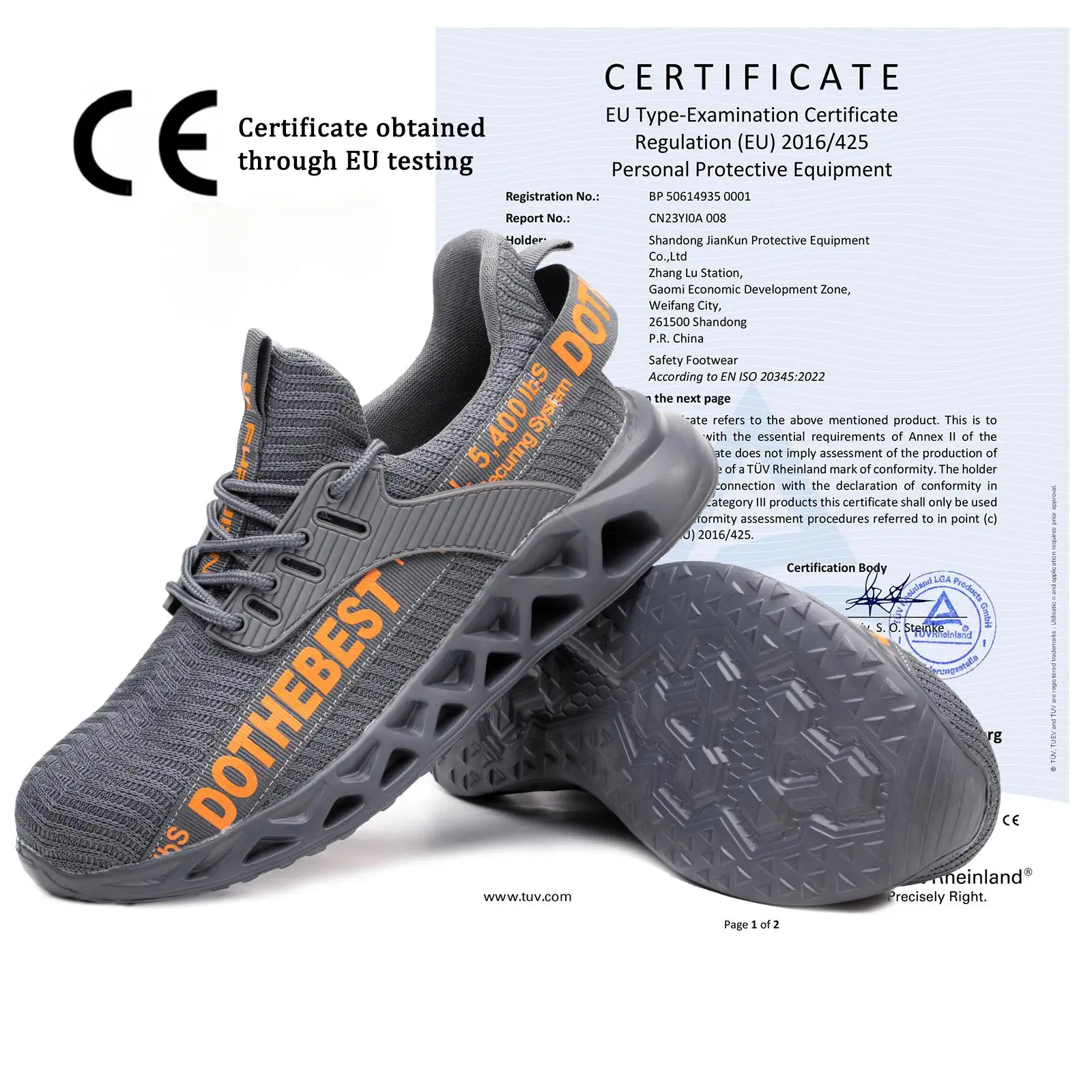 Unisex CE Certified classic Steel Toe flying knit security steel toe protect stylish designer hiking work shoe safety shoes