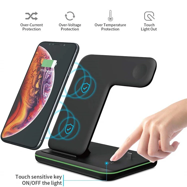 Wireless Charger Stand 3 in 1 Qi 15W Fast Charging Dock Station for Apple Watch iWatch 7 6 AirPods Pro iPhone 13 12 11 XS XR X