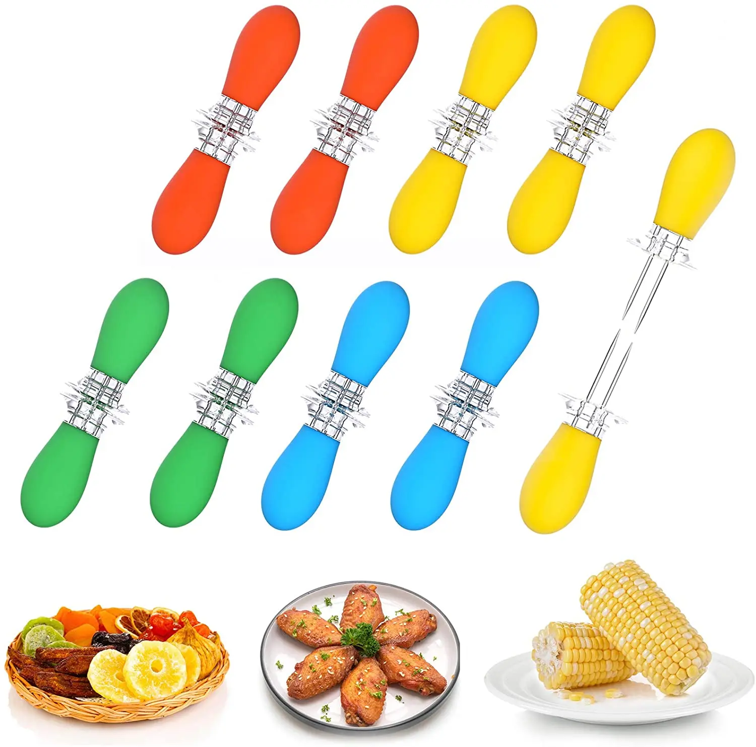 
Round Corn Cob Holders Outdoor Barbecue Tools Plastic Corn Pitch Forks 