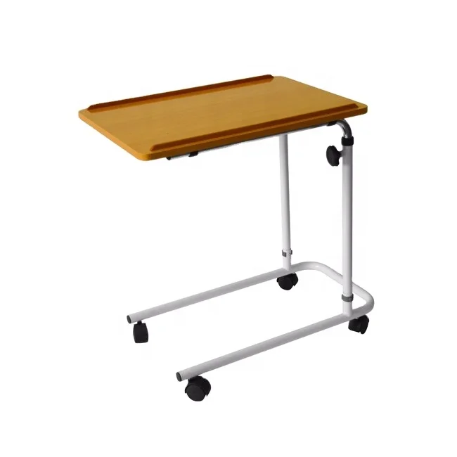 LQX070011 HEPO hospital Iron adjustable bed side table medical French country side table Non Tilt Top Overbed bed Table side