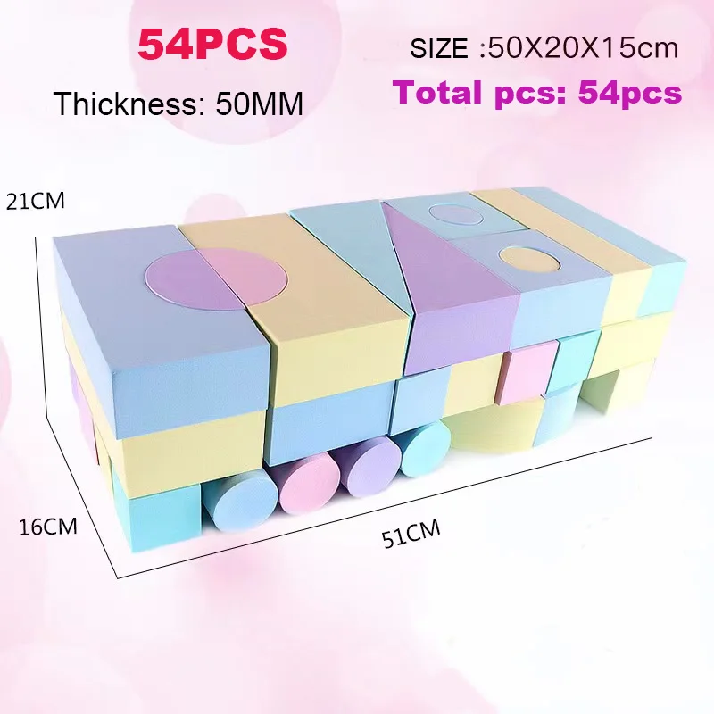 54pcs EVA building blocks set Non-Toxic soft foam building brick DIY Construction Creative puzzle game for kids brain inspired