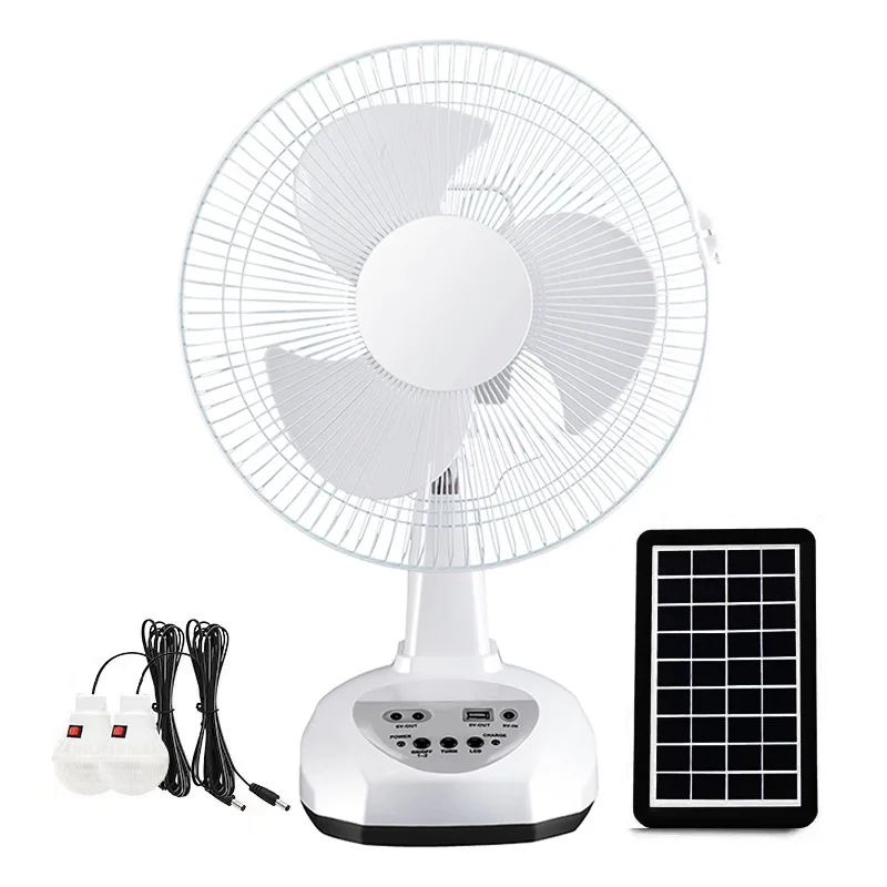 Wholesale 12 Inch charging table electric fan usb solar rechargeable fan with led light