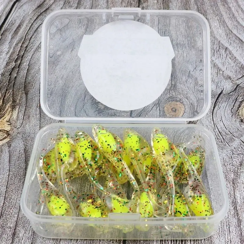 BLUE BLUE 20pcs/box 50mm 0.8g 6colors tpr t-tail salt water freshwater carp lures soft plastic worm lure fishing lure