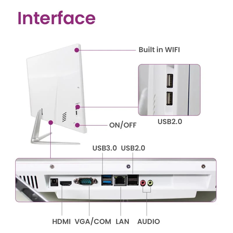 Desktop computer core i3 i5 i7 i9 all in one smart tv computer all-in-one pc 21.5 inch touch screen desktop monoblock pc