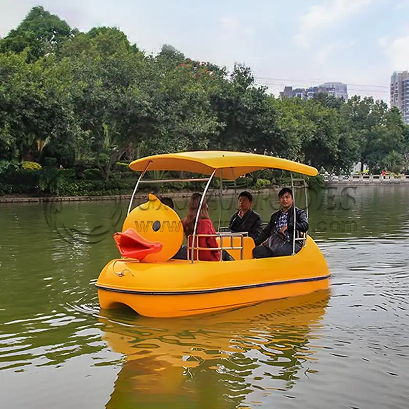 Happy fun water yellow duck pedal boat sport floating boat FRP water park recreation boat for sale