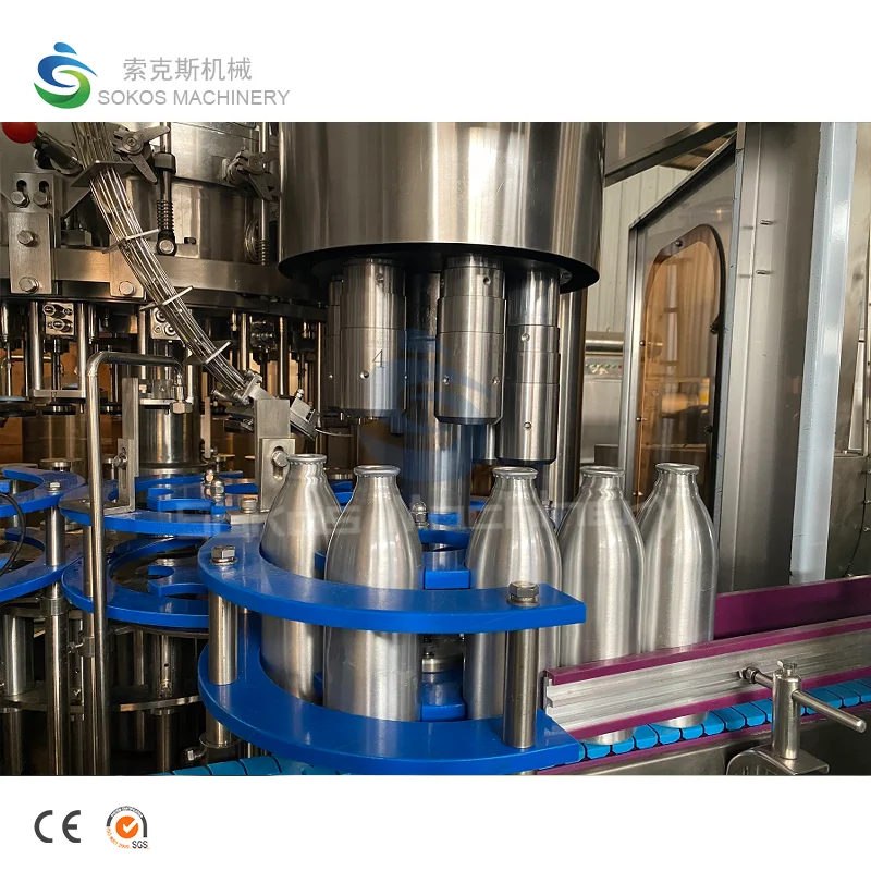 Compact Sparkling Soda Drink Water Filling Production Line For Bottle Packing