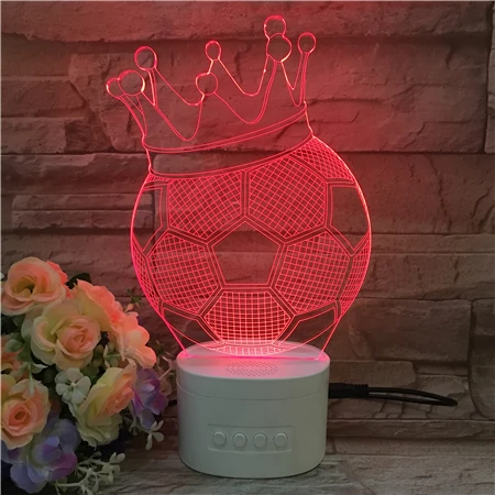 
Creative 3d Nightlight Soccer Football With Wireless Speaker LED Night Lamp Colorful Light Newest Acrylic Product For Gift 