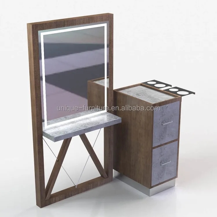 Fantastic salon station with mirror attractive barber mirror station double sided hair salon mirror station with led light