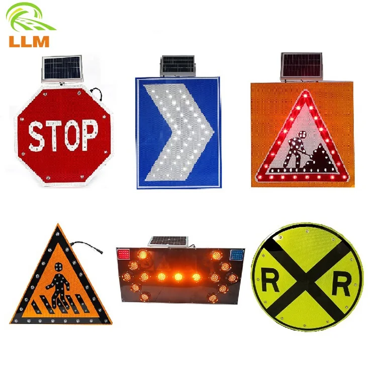 Solar powered led light road  construction signs traffic safety signs
