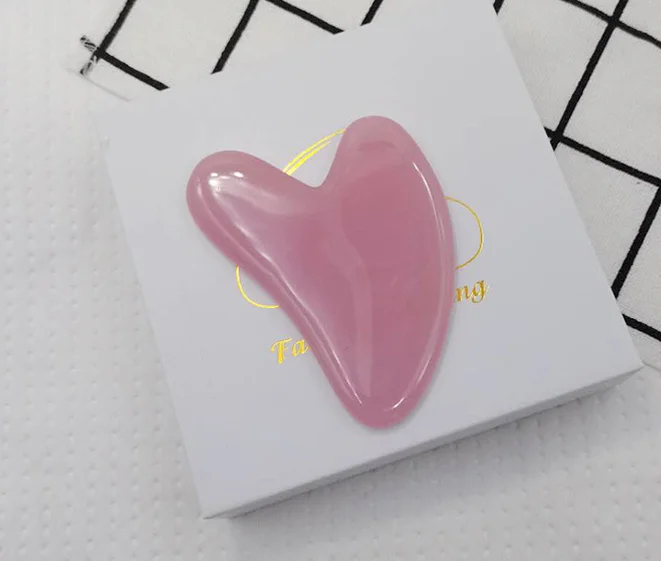 Heart Shaped Gua Sha Guasha Board Rose Quartz Pink Jade Stone Scraping Massage Tool Gua Sha Board