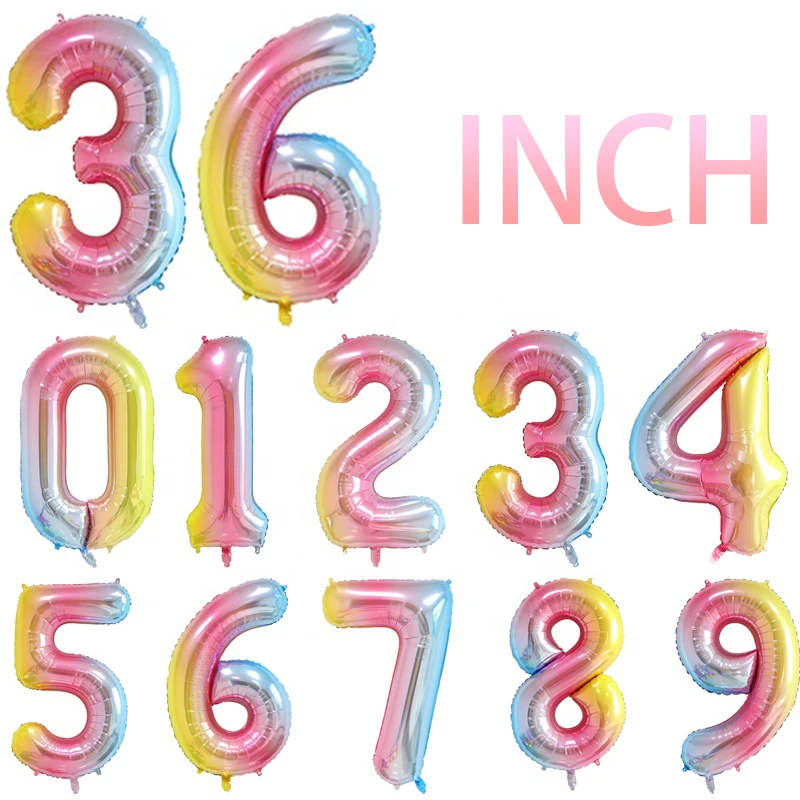 Happy Birthday Balloon Aluminium Set Custom 16 32 40 Inch 0-9 Number Shape Party Decorations Foil Balloons Globo