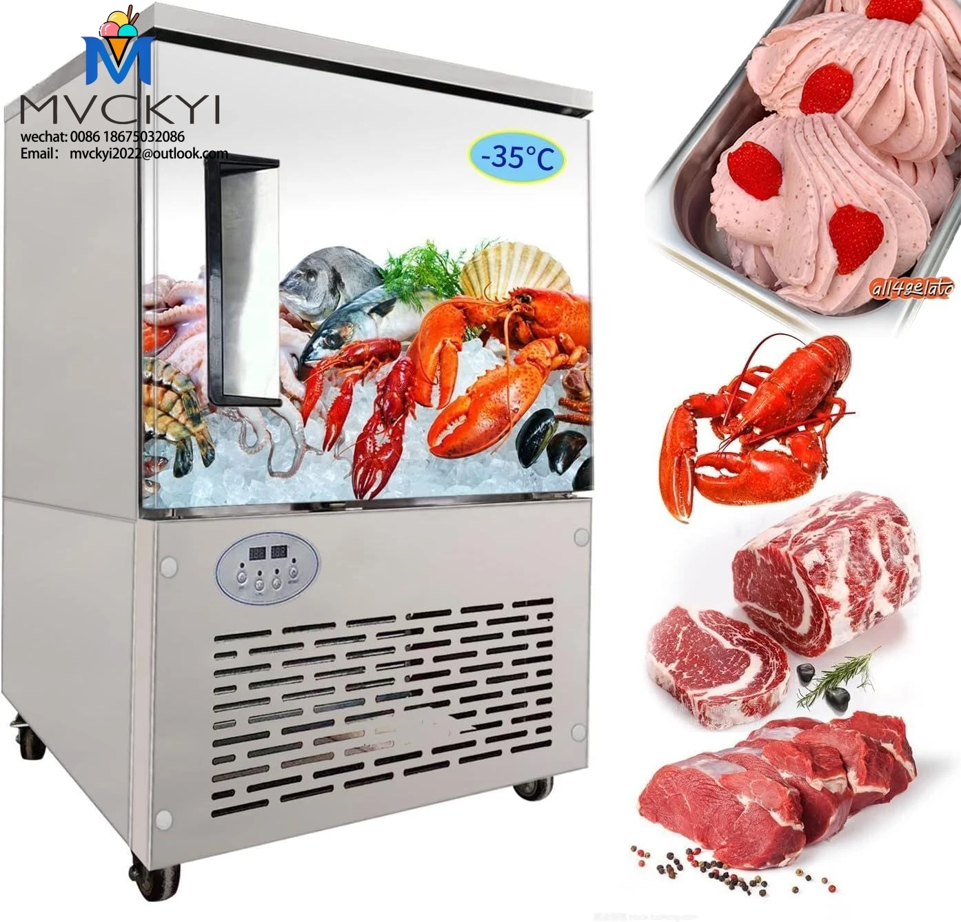 Mvckyi -40°C frezer refrigerator deep freezer for industrial kitchen equipment -40°C deep Blast freezer refrigerator equipment