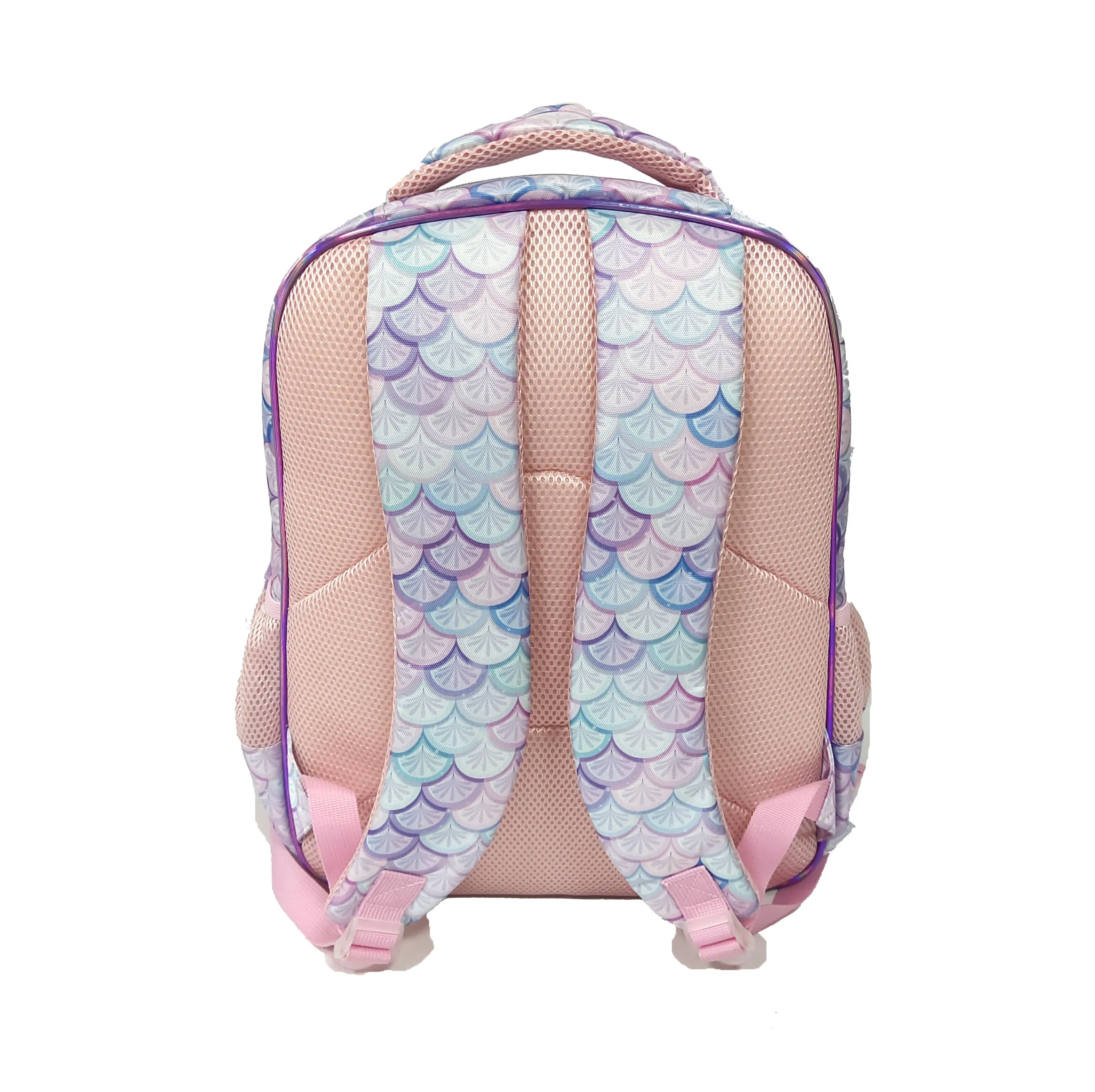 Custom Cartoon Backpacks Mermaid School Backpack Kids 3 in 1 School Bags with Lunch Bag for Girls
