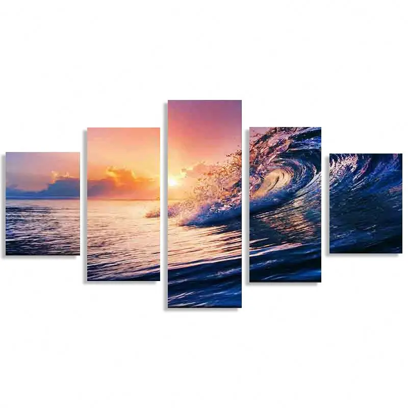 Seaside Night Landscape HD Print 5 Pieces Modular Wall Art Picture