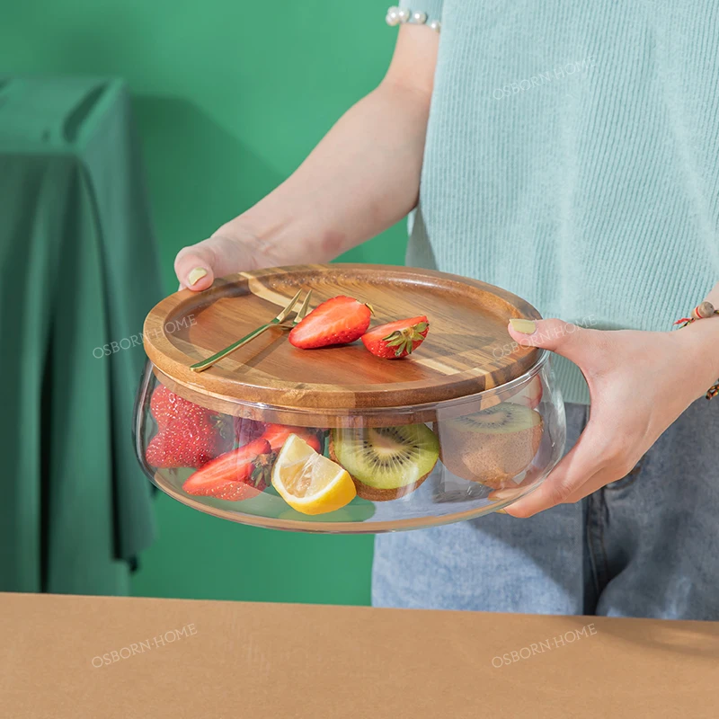 OSBORN Light luxury amber fruit basket glass bowl Snack tray with golden Deer for dinner or hotel