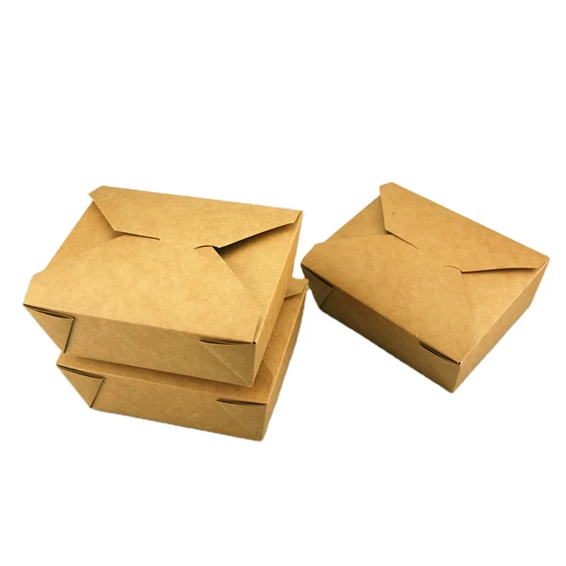 Disposable Take Away Food Paper Lunch Box Wholesale Price White Brown Kraft Picnic Paper Gable Boxes