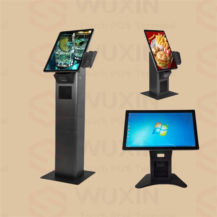 Kfc Restaurant table/floor standing pos kiosk 215 Self Service Order Payment Ticket Kiosk With Thermal Printer QR Code Scanner